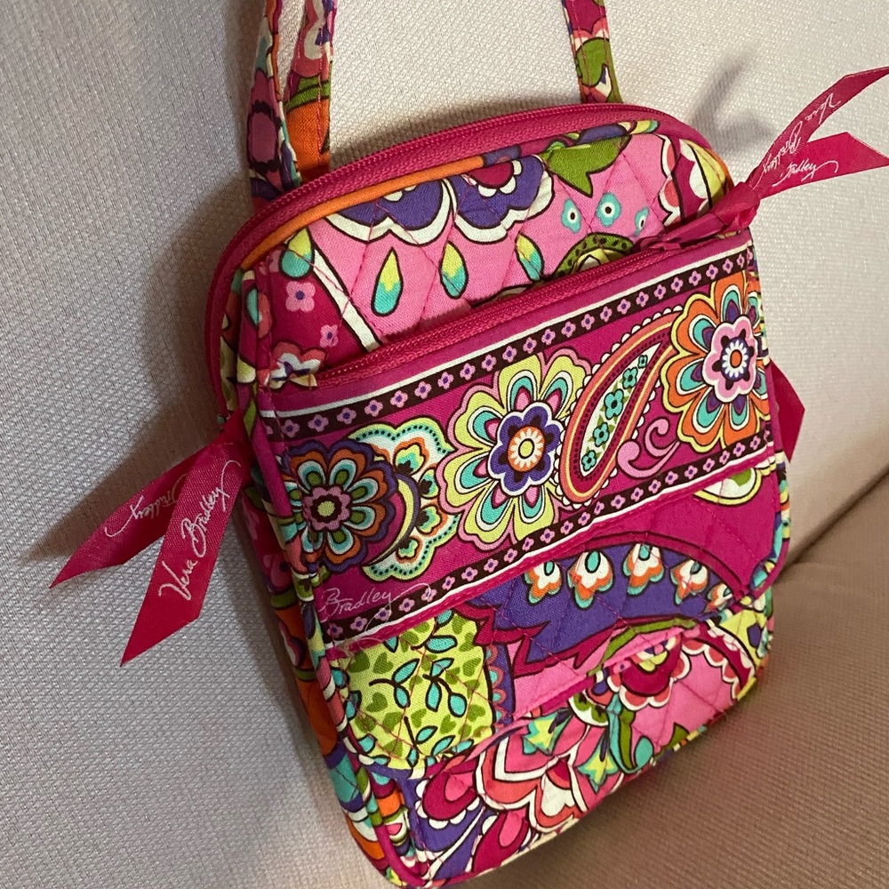 Vera Bradley Pink and Green Crossbody Bag